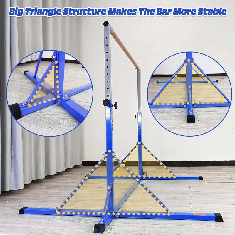 Adjustable Horizontal Gymnastics Bar 5FT/6FT for Kids (Ages 5-20) – 35.4""–59"" / 45""–71"" Height Options, 500 lb Capacity, Home Gym Equipment