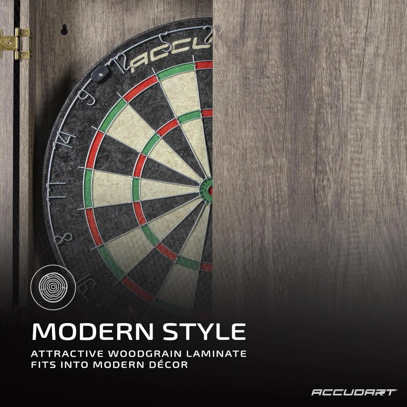 Accudart Match Pro Official 18"" Self-Healing Sisal Dartboard Cabinet Set with LED Lighting