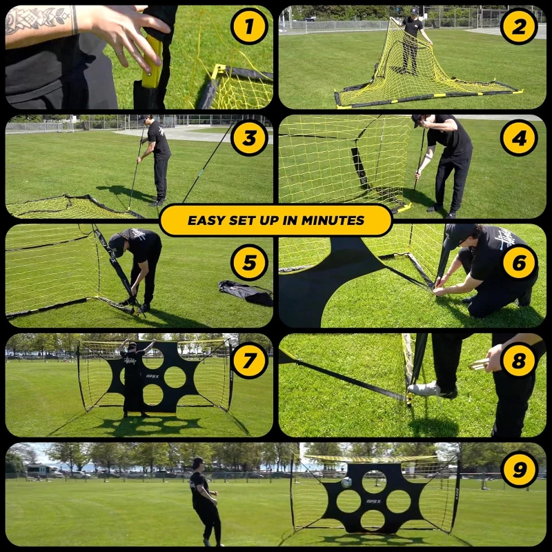 Apex Sports 12 x 6 ft Soccer Goal with Removable 10-Hole Precision Target — Collapsible Portable Net, Rapid Setup & Ground Anchors for Indoor/Outdoor Training