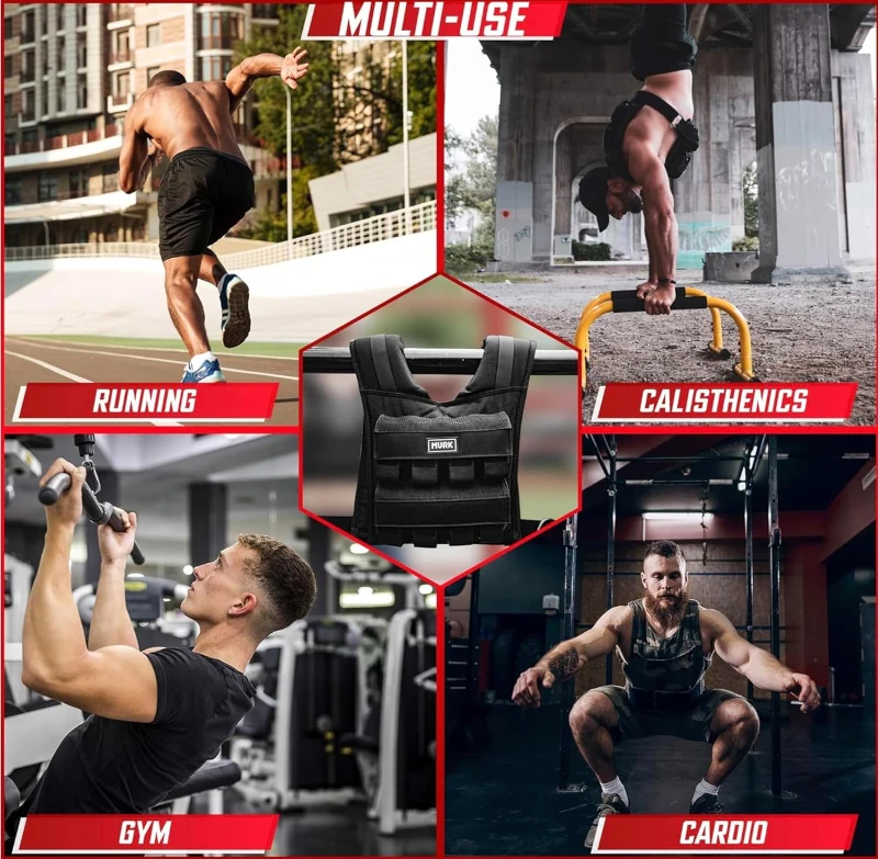 MVRK Heavy-Duty Weighted Vest for Men — Removable Iron Weights, Options from 18 to 100 lbs for Functional Training & Calisthenics