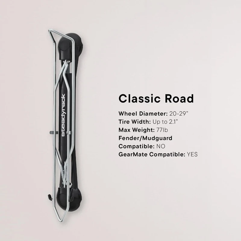 Steadyrack Classic Road Rack — Original Wall-Mounted Vertical Storage for Road & Commuter Bikes, Pivoting Space-Saver, Heavy-Duty Steel for Indoor Use