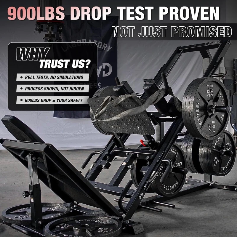 GMWD 45° Leg Press & Hack Squat Combo with Linear Bearing, 230 lb Stack and Weight Storage, Heavy-Duty Home Gym Machine