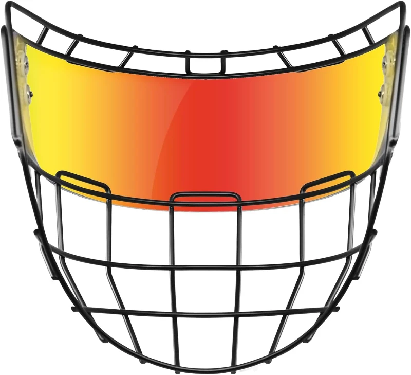 GY Hockey Full-Face Shield & Cage Combo - A3 Steel Wire Cage with Polycarbonate Visor and Floating Chin Cup