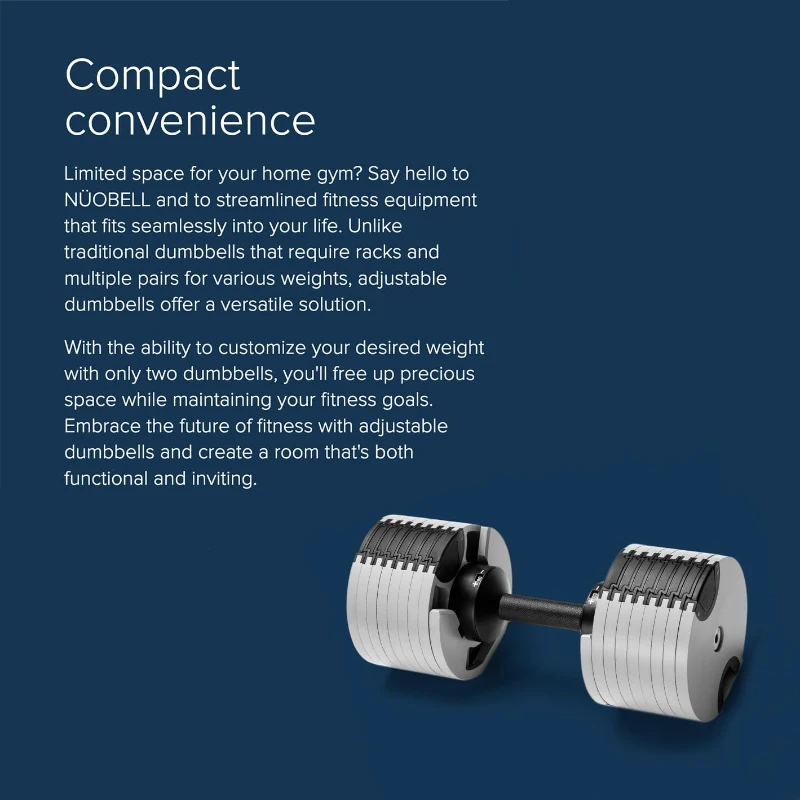 NÜOBELL Easy-Twist Adjustable Dumbbells (Pair) — 5–50 lb or 5–80 lb, 2024–25 Model