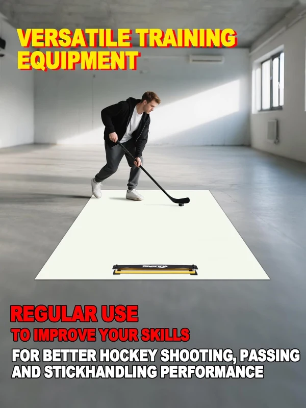 Portable Roll-Up Hockey Shooting Pad with Rebounder — 4.5 ft x 10 ft Professional Training Surface for Shooting, Passing & Stickhandling