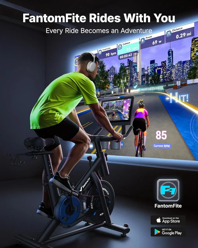 MERACH Indoor Cycling Bike with 15.6"" Full HD Screen, Magnetic Resistance, 300 lb Capacity, Tablet Mount & App-Based Fitness Courses