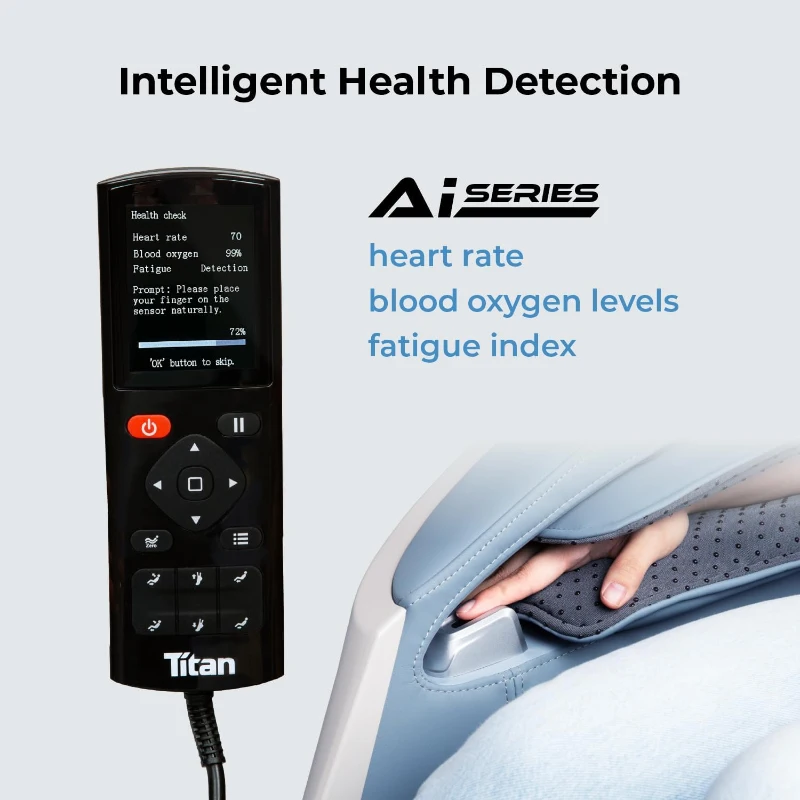 Titan Rejūv 4D Massage Chair, Blue – Full-Body SL Track, AI Health Monitoring, Voice Recognition, Graphene Heat, Zero Gravity, Space-Saving