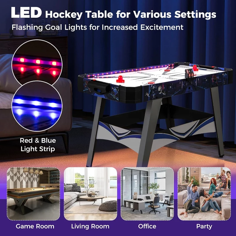 Goplus 54"" LED Air Hockey Table with Electronic Scoreboard & Lighting