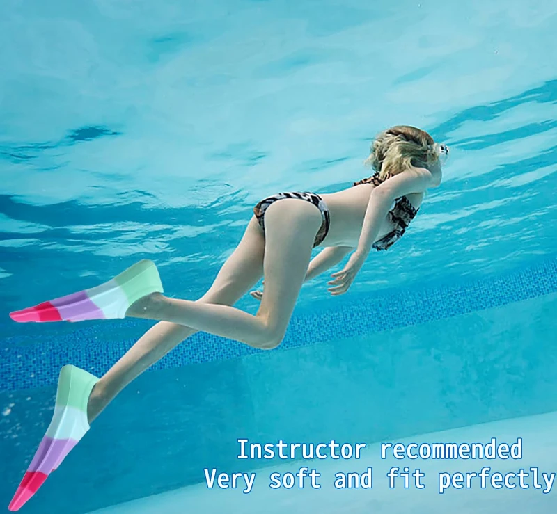 Kids Short Swim Fins — Comfortable Training Flippers for Lap Swimming, Children, Girls & Boys, Beginners