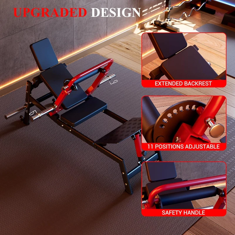 Plate-Loaded Hip Thrust Machine - 900 lb Capacity Heavy-Duty Glute Bridge Trainer with Weight Holder & Adjustable Footboard for Home Gym