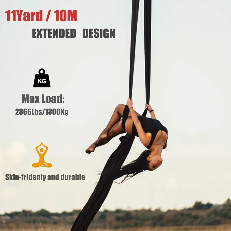 11 Yards 40D Nylon Aerial Silks Hammock — Aerial Yoga & Gymnastics Swing for Home