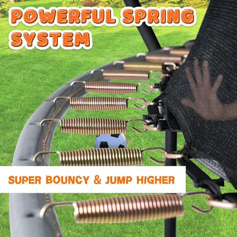 JELENS Backyard Trampoline — Available 8/10/12/14/15/16FT with Enclosure Net & Ladder, Galvanized Anti-Rust Frame, ASTM F381-16