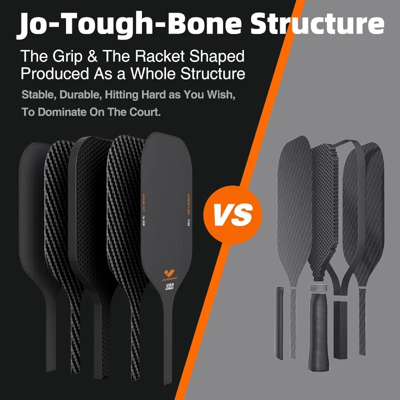 JOJOLEMON Carbon Fiber Pickleball Paddle with 16mm Shark Power Polymer Core — Optimized for Spin, Stability & Consistency