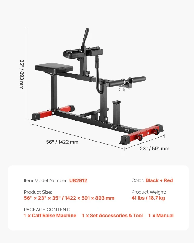 VEVOR Seated Calf Raise Machine, 440 LB Capacity Seated Calf Trainer with Adjustable Pads & Pulley, Heavy-Duty Lower Body Equipment (Fits 1/2"" Weight Plates)