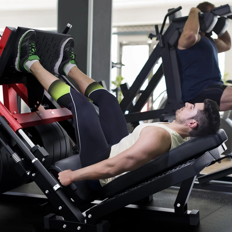 RitFit Two-in-One Leg Press & Hack Squat Machine – Professional Adjustable Home Gym Sled with Linear Bearings, Weight Storage Posts, Red