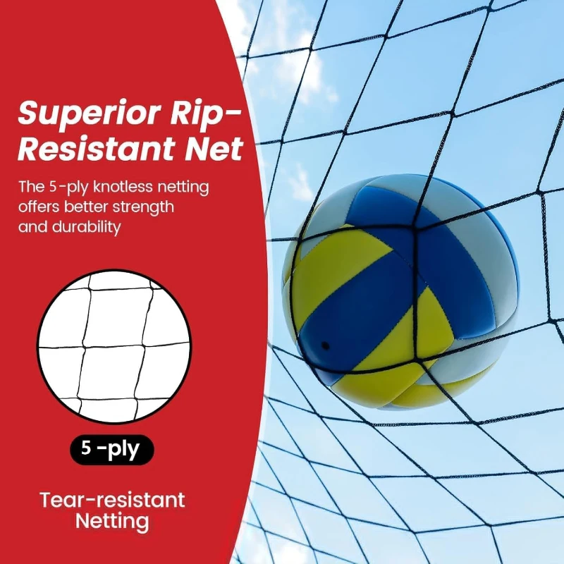 Bearwill Adjustable Volleyball Practice Net System — Portable Training Net for Backyard, Indoor & Outdoor Use