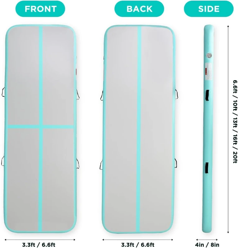 Portable Inflatable Air Tumble Track Mat - 6ft/10ft/13ft/16ft/20ft, 4""/8"" Thick with Electric Pump for Gymnastics, Cheerleading, Yoga, Pool & Outdoor Training