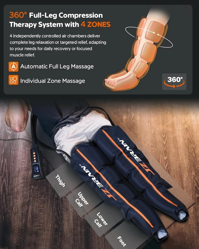 Sequential Air Compression Recovery System – Professional Full-Leg Compression Boots for Circulation & Pain Relief, Sequential Therapy Device for Muscle Recovery (Athletes, Men & Women)