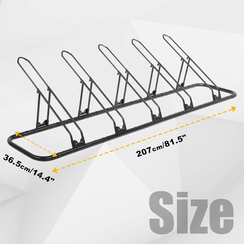 CyclingDeal Adjustable Floor Bike Rack for Up to 6 Bicycles — Secure Indoor Parking with Tire Grooves, Rotating Knob Adjustment & Quick-Release Spacing