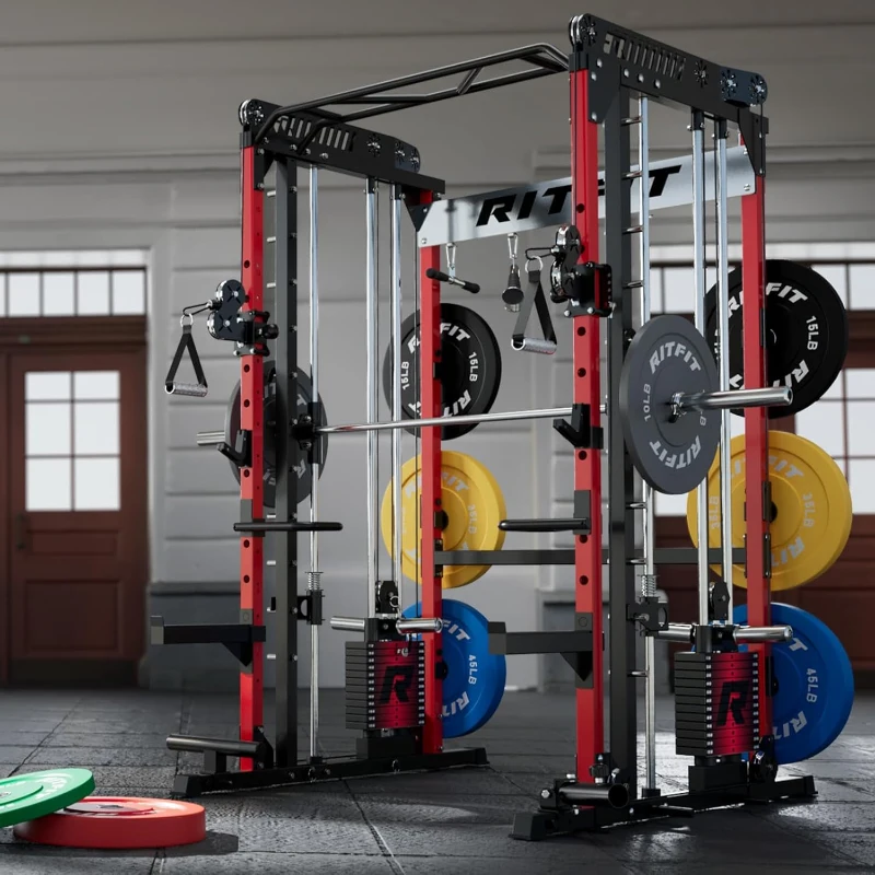 RitFit M1 / M1 Pro Smith Machine with Cable Crossover - Multi-Function Power Cage & Full Package for Home Gym
