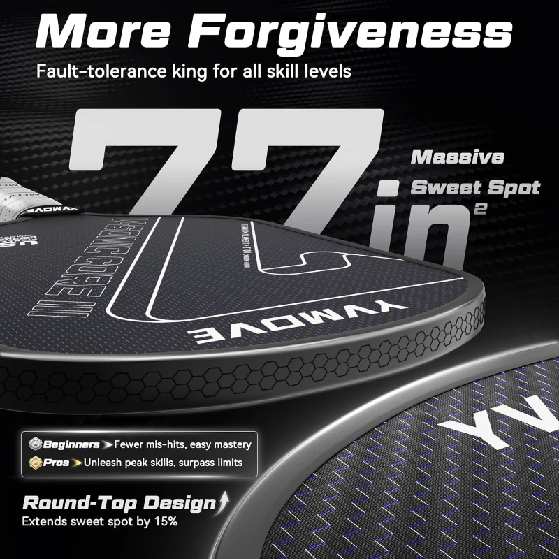 Advanced Pickleball Paddle — Ti-Carbon Hybrid Face, V-SONIC III 16mm Core, Large Sweet Spot, Mid-Weight, Extended Grip — USAPA Approved