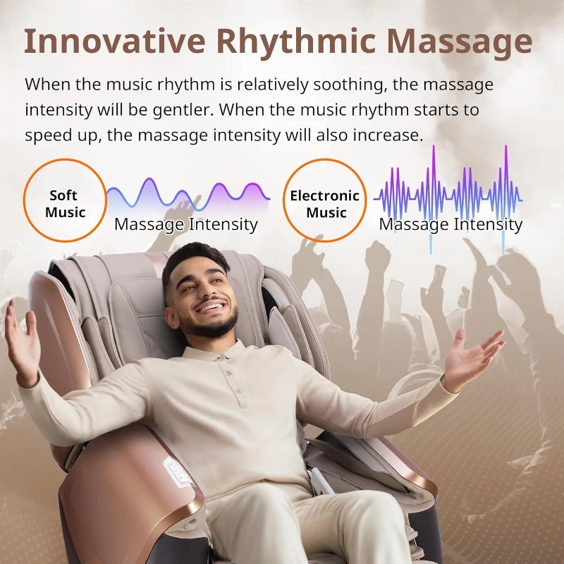 MYNTA 2025 4D Massage Recliner with 4D+2D Dual Mechanisms, Extended SL-Track, Zero Gravity, Waist & Shawl Heating, Foot/Calf Massage and Hi‑Fi Bluetooth Music Sync