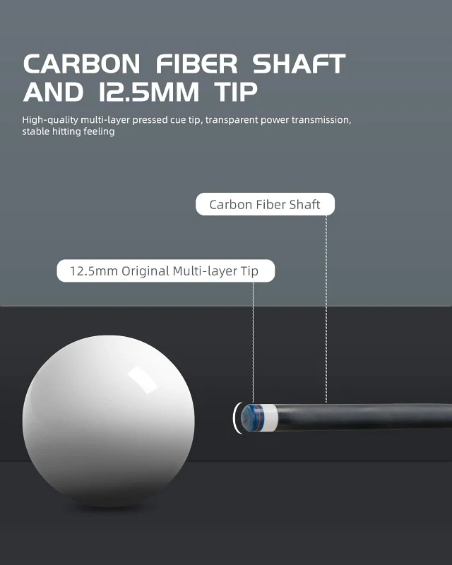 CRICAL 58-inch Carbon Fiber Pool Cue – Pro Low-Deflection Cue with 3/8×8 Stainless Joint and 12.5mm Tip