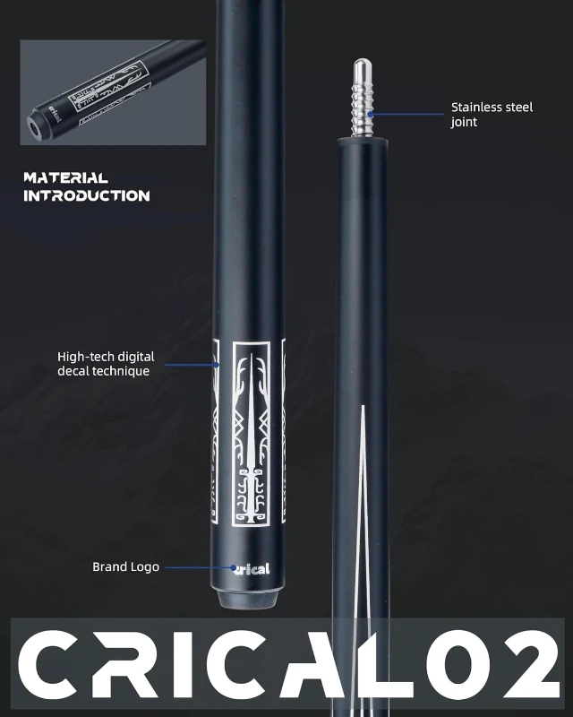CRICAL 58"" Carbon Fiber Pool Cue Set CL-02 — Professional Low-Deflection Billiard Cue with 3/8×8 Joint and 12.5mm Tip