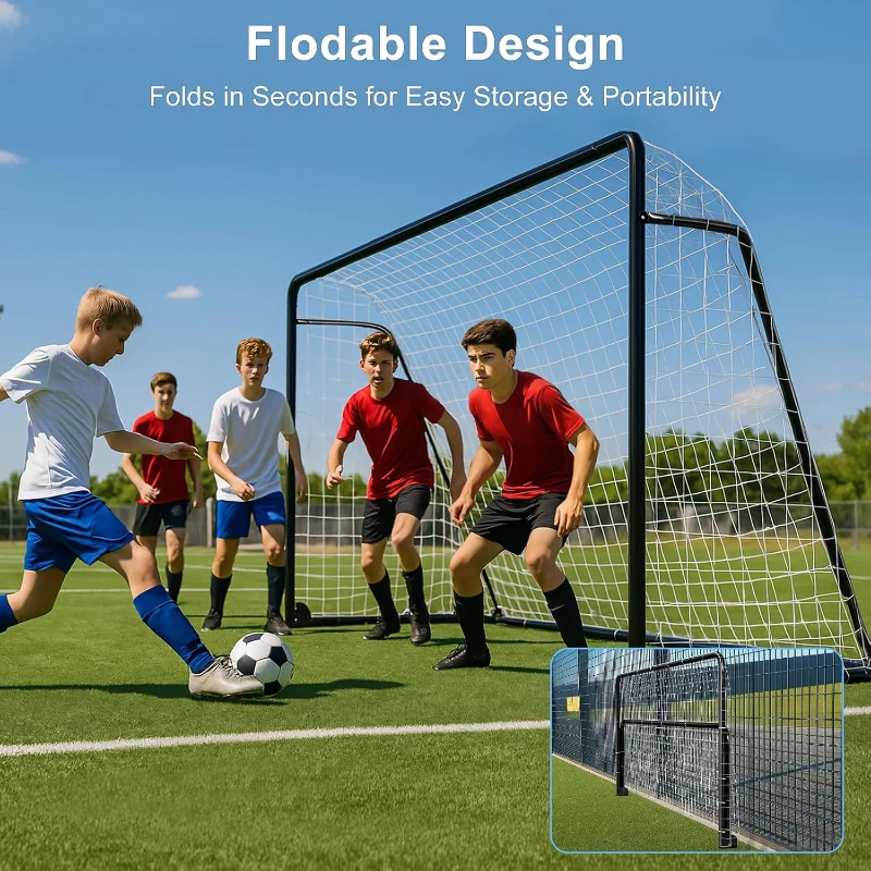 MOPHOTO Soccer Goal — 6x4/8x6/10x6.5/12x6/16x7/18.5x6.5/21x7/24x8 ft Backyard & Full-Size Training Goals for Teens & Adults