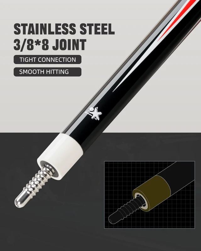 CRICAL 58-inch Carbon Fiber Pool Cue – Professional Low-Deflection Cue with 3/8×8 Pin Joint and 12.5mm Tip