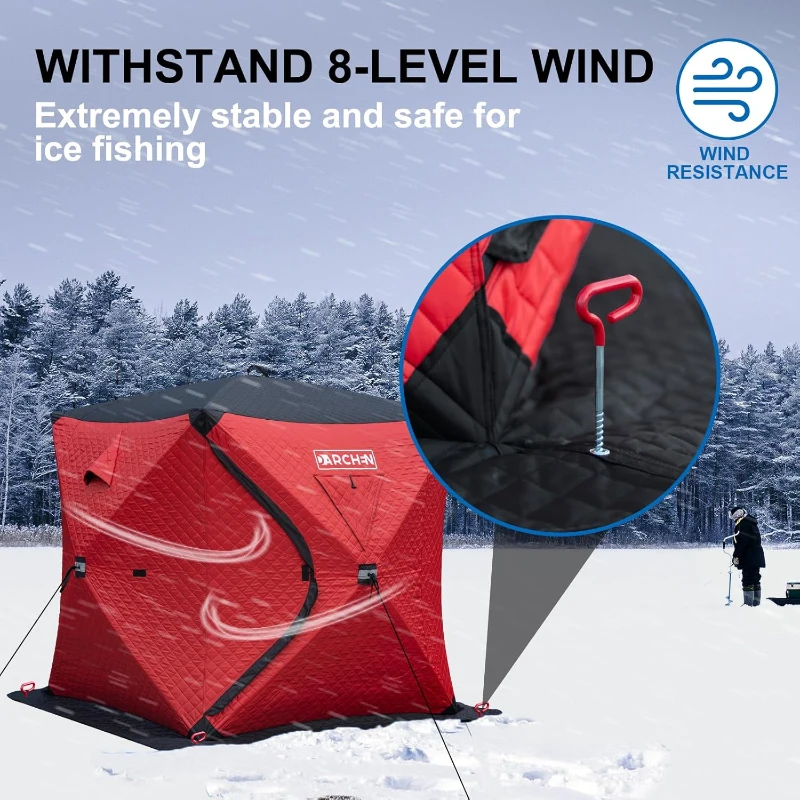 DARCHEN Insulated 3-Layer Pop-Up Ice Fishing Shanty for 3–4 People — Thermal Tent with Insulation Layer