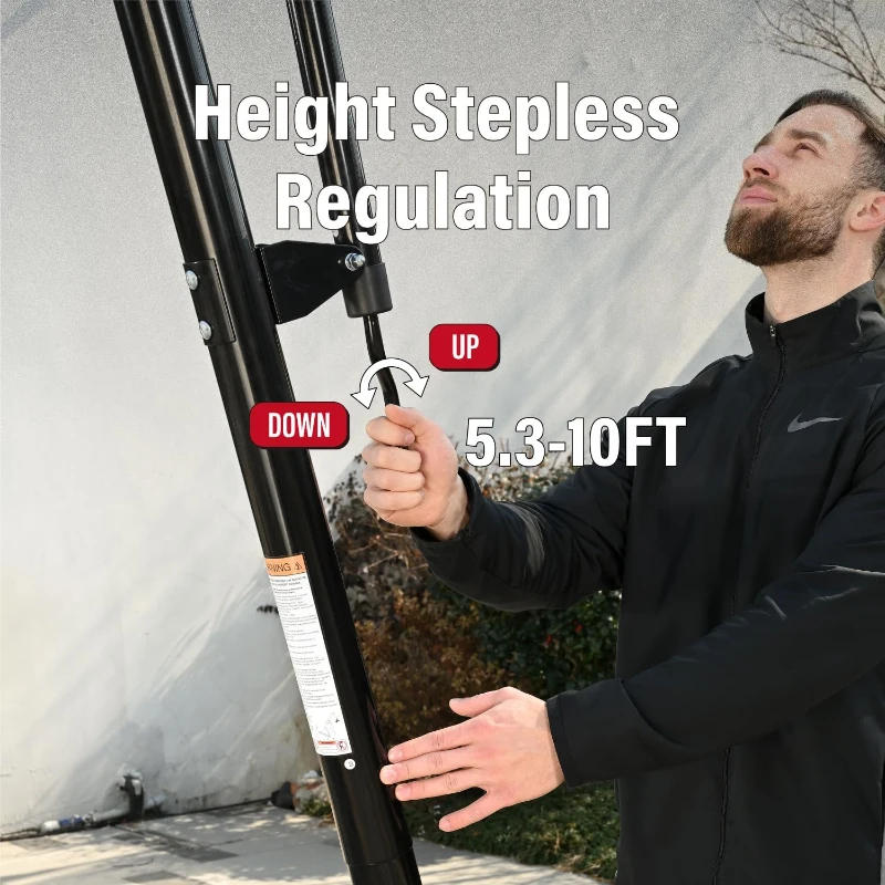 Portable Basketball Hoop System with 44""/48"" Backboard and Crank-Operated Stepless Height Adjustment (5.3–10 ft) — Indoor/Outdoor