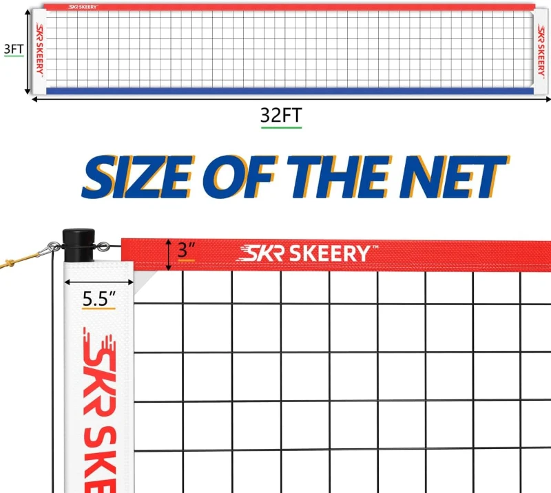 Outdoor Heavy-Duty Volleyball Net Set with Anti-Sag Design, Adjustable Aluminum Telescoping Poles, Portable for Backyard, Grass & Beach