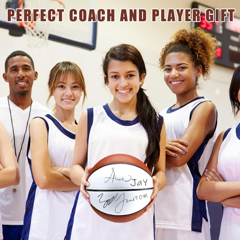 Liliful 2-Pack Official Size 7 Autograph Basketballs with 2 Stands, 2 Signature Pens and 1 Pump – Blank Panels for Trophies, Birthdays, Graduations