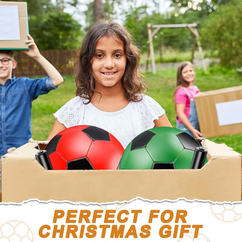12-Pack Operation Christmas Soccer Balls with Pump & Needles — Bulk Official Size 3/4/5 Deflated Gift Set for Charity Donations