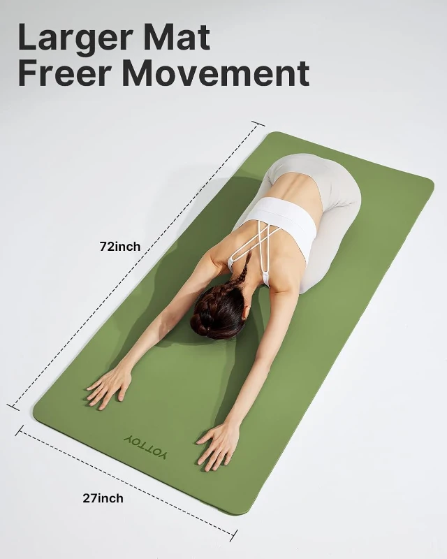 YOTTOY Non-Slip Hot Yoga Mat with Tear-Resistant Coconut Fiber & Natural Rubber, 72"" x 26"" x 5mm — Includes Carry Strap and Bag
