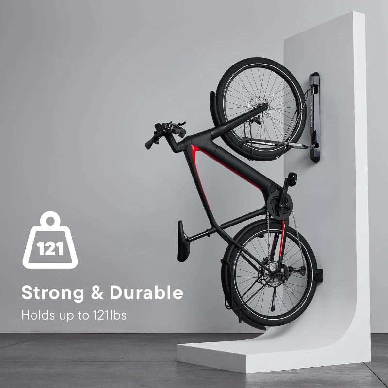 Steadyrack ProFlex Narrow Wall-Mounted Vertical Bike Rack — Space-Saving Pivot Design for Road Bikes, Fits Fenders, Heavy-Duty Steel