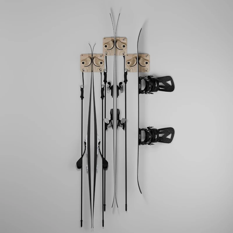Gravity Grabber Ski & Snowboard Wall Rack – Secure, Non-Slip 3-Pack Indoor Storage System for Any Ski or Board