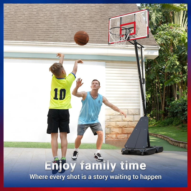 WIN.MAX Portable Basketball Hoop System — 44 in Backboard with Large Fillable Base, Adjustable 4.9–10 ft, 18 in Rim