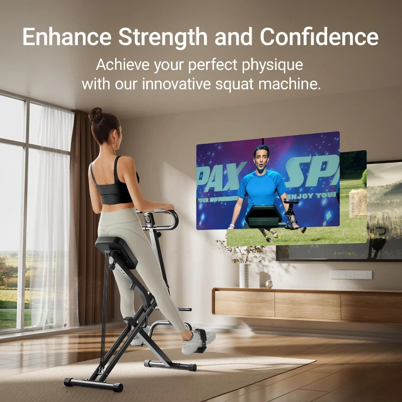 UMAY Foldable Home Squat & Row Machine with 3 High-Strength Resistance Bands