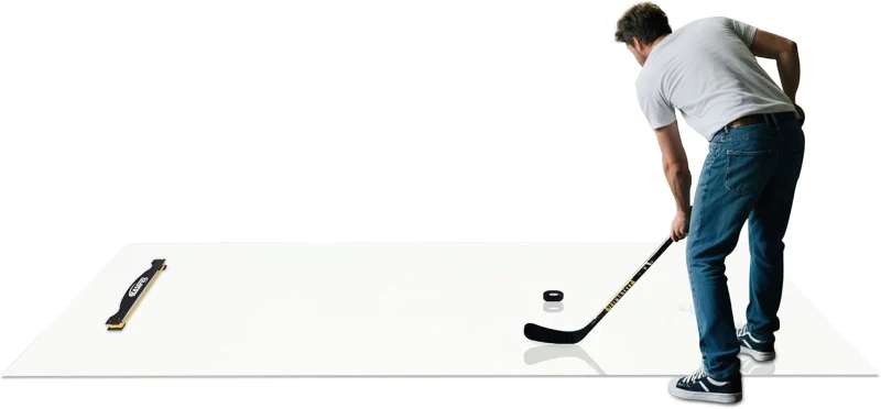 Portable Roll-Up Hockey Shooting Pad with Rebounder — 4.5 ft x 10 ft Professional Training Surface for Shooting, Passing & Stickhandling