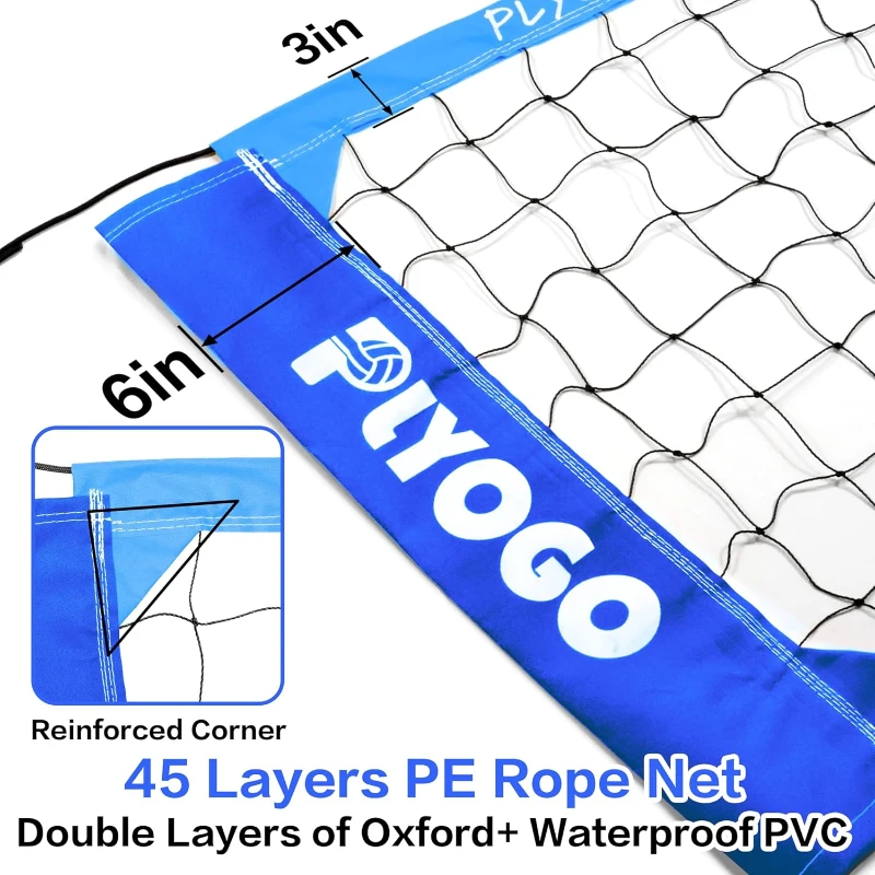 Professional Portable Backyard Volleyball Net Set with Adjustable Aircraft Aluminum Poles, Anti-Sag System, Dual Tension Adjusters & 1680D Carry Bag