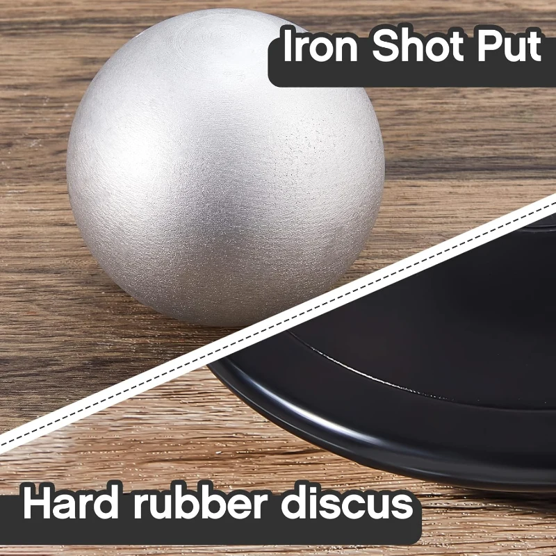 Deekin 2-Piece Rubber Shot Put & Discus Training Set — 1.6 kg Discus and 6 lb Shot Put, Black, School Track & Field Practice