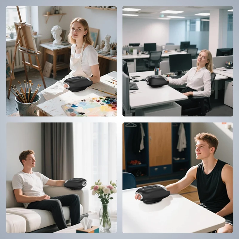 belhope Hand & Wrist Massager with 9 Modes, 9 Intensity Levels and 4 Heat Settings — Compression Therapy with Cooling Fan for Arthritis & Carpal Tunnel (Black)