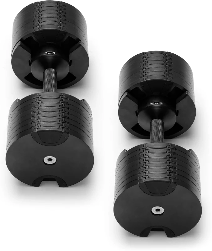 NÜOBELL Adjustable Dumbbell Pair — Easy-Twist 2024/25 Model, Selectable 5–50 lb or 5–80 lb