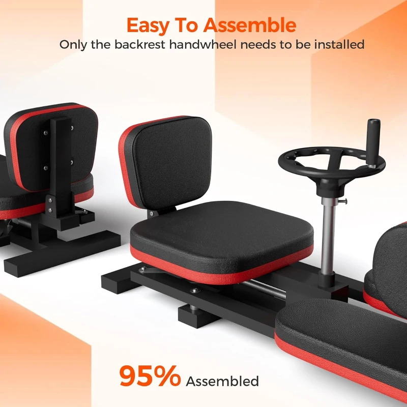 NArra Heavy-Duty Leg Stretcher — Adjustable Flexibility Trainer up to 330 lbs, Gear-Driven 180° Stretch Machine with Padded Seat and Footrests (Black)