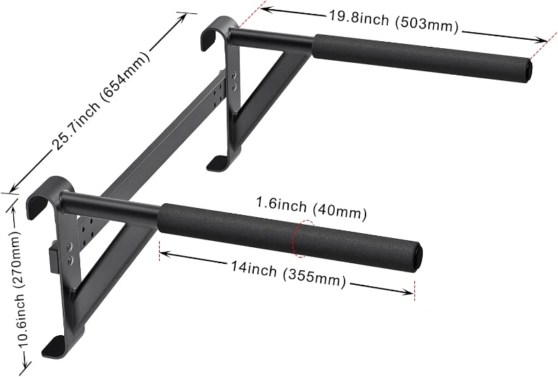 Kipika 2""x2"" Swedish Stall Bar with 1"" Holes - Wall-Mounted Gymnastic Ladder and Pull-Up Trainer with Solid Wood Grips