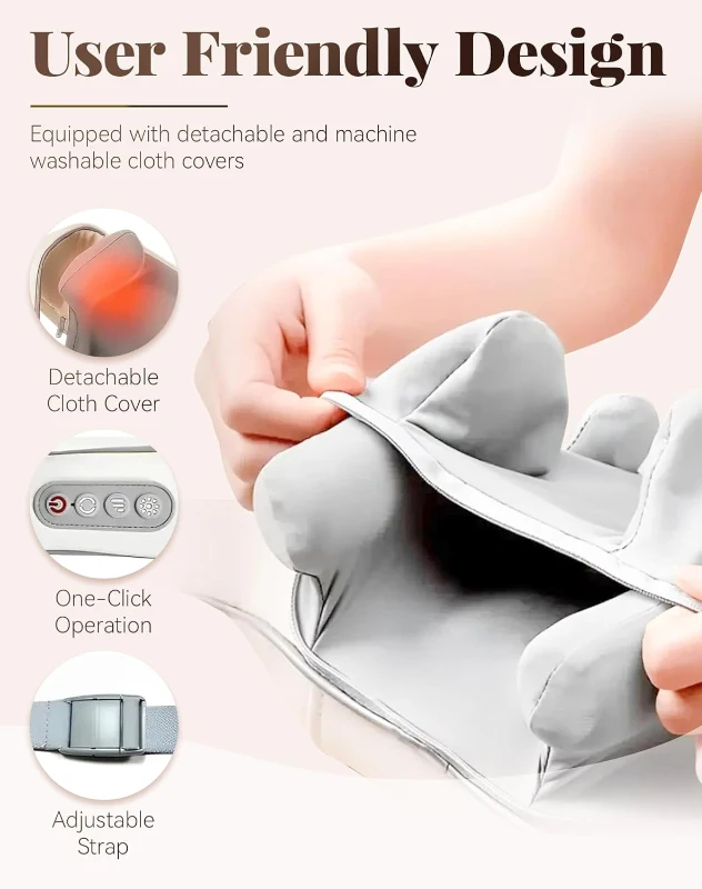 HVZZ 6D Shiatsu Neck & Shoulder Massager with Heat – Portable Rechargeable Deep Tissue Neck and Back Massager (Gray)