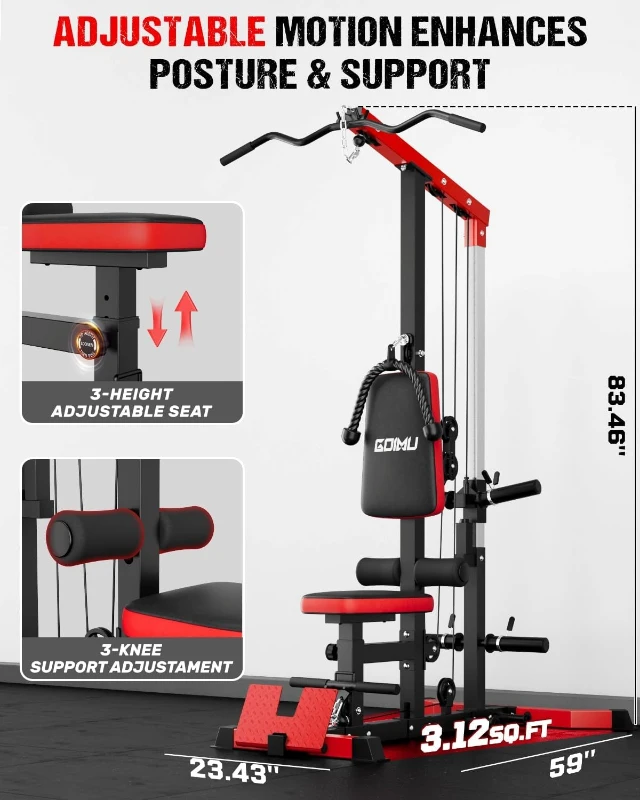 LS01 3-in-1 Lat Pulldown & Cable Row Tower with AB Crunch – Compact Pulley Station for Home Gym