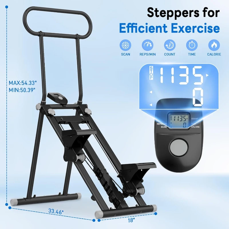 ERGOLIFE Foldable Stair Stepper — 6-Level Adjustable Resistance Stair Climber for Home Gym, 350 lb Capacity, Low-Noise Cardio Machine
